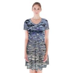 Silver Waves Flow Series 1 Short Sleeve V-neck Flare Dress by DimitriosArt
