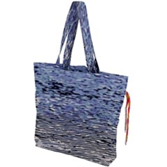 Silver Waves Flow Series 1 Drawstring Tote Bag by DimitriosArt