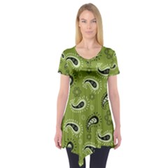 Floral Pattern Paisley Style Paisley Print   Short Sleeve Tunic  by Eskimos