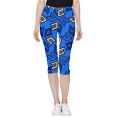 Abstract Pattern Geometric Backgrounds   Inside Out Lightweight Velour Capri Leggings  by Eskimos