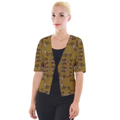 Abstract Pattern Geometric Backgrounds   Cropped Button Cardigan