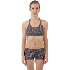 Floral Folk Damask Pattern Fantasy Flowers Floral Geometric Fantasy Back Web Gym Set by Eskimos