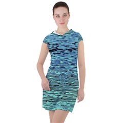 Blue Waves Flow Series 3 Drawstring Hooded Dress by DimitriosArt