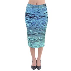 Blue Waves Flow Series 3 Velvet Midi Pencil Skirt by DimitriosArt