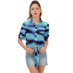 Blue Waves Flow Series 4 Tie Front Shirt  by DimitriosArt