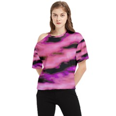 Pink  Waves Flow Series 2 One Shoulder Cut Out Tee by DimitriosArt