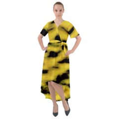 Yellow Waves Flow Series 1 Front Wrap High Low Dress by DimitriosArt