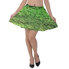 Green Waves Flow Series 2 Velvet Skater Skirt by DimitriosArt