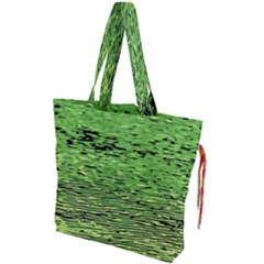 Green Waves Flow Series 2 Drawstring Tote Bag by DimitriosArt