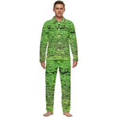 Green Waves Flow Series 2 Men s Long Sleeve Velvet Pocket Pajamas Set by DimitriosArt