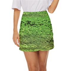 Green Waves Flow Series 2 Mini Front Wrap Skirt by DimitriosArt