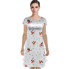 Cute Faces Of Snowmen Cap Sleeve Nightdress by SychEva