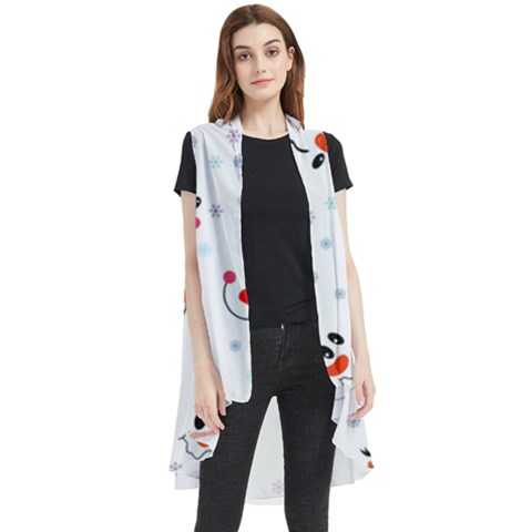 Cute Faces Of Snowmen Sleeveless Chiffon Waistcoat Shirt by SychEva