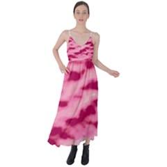 Pink  Waves Flow Series 4 Tie Back Maxi Dress by DimitriosArt