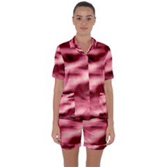 Pink  Waves Flow Series 5 Satin Short Sleeve Pajamas Set by DimitriosArt