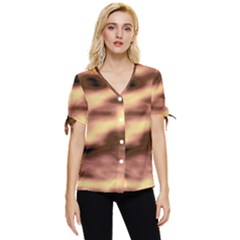 Gold Waves Flow Series 2 Bow Sleeve Button Up Top by DimitriosArt