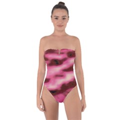 Pink  Waves Flow Series 6 Tie Back One Piece Swimsuit by DimitriosArt