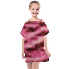 Pink  Waves Flow Series 6 Kids  One Piece Chiffon Dress by DimitriosArt