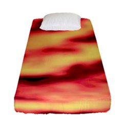 Red Waves Flow Series 3 Fitted Sheet (single Size) by DimitriosArt