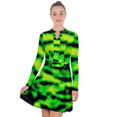 Green Waves Flow Series 3 Long Sleeve Panel Dress by DimitriosArt
