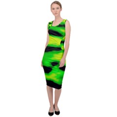 Green Waves Flow Series 3 Sleeveless Pencil Dress by DimitriosArt