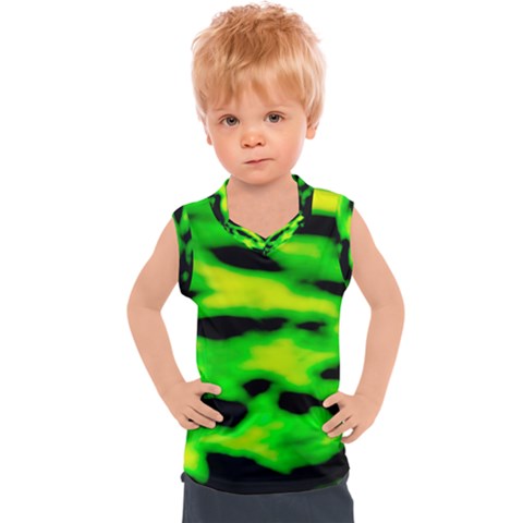 Green Waves Flow Series 3 Kids  Sport Tank Top by DimitriosArt
