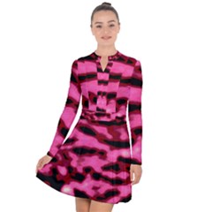 Pink  Waves Flow Series 9 Long Sleeve Panel Dress by DimitriosArt