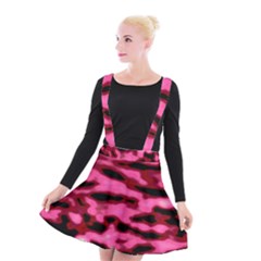 Pink  Waves Flow Series 9 Suspender Skater Skirt by DimitriosArt