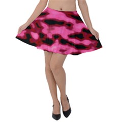 Pink  Waves Flow Series 9 Velvet Skater Skirt by DimitriosArt