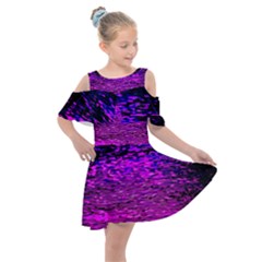 Magenta Waves Flow Series 1 Kids  Shoulder Cutout Chiffon Dress by DimitriosArt