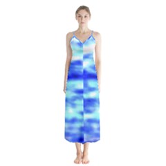 Blue Waves Flow Series 5 Button Up Chiffon Maxi Dress by DimitriosArt