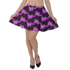 Abstract Waves Velvet Skater Skirt by SychEva