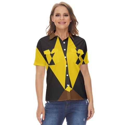 Abstract Pattern Geometric Backgrounds   Women s Short Sleeve Double Pocket Shirt by Eskimos