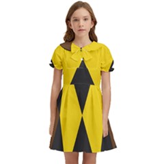 Abstract Pattern Geometric Backgrounds   Kids  Bow Tie Puff Sleeve Dress by Eskimos