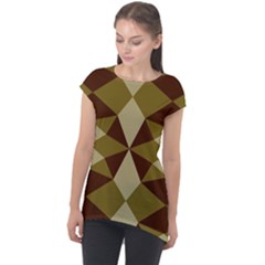 Abstract Pattern Geometric Backgrounds   Cap Sleeve High Low Top by Eskimos