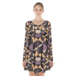 Abstract pattern geometric backgrounds   Long Sleeve Velvet V-neck Dress