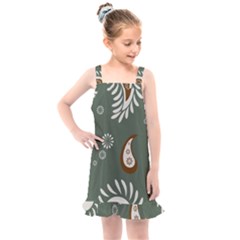 Floral Pattern Paisley Style Paisley Print  Doodle Background Kids  Overall Dress by Eskimos
