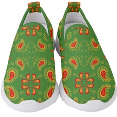 Floral Pattern Paisley Style Paisley Print  Doodle Background Kids  Slip On Sneakers by Eskimos
