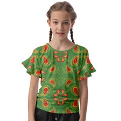 Floral Pattern Paisley Style Paisley Print  Doodle Background Kids  Cut Out Flutter Sleeves by Eskimos