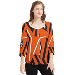 Abstract Pattern Geometric Backgrounds   Chiffon Quarter Sleeve Blouse by Eskimos