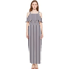 Minimalistic Black And White Stripes, Vertical Lines Pattern Draped Sleeveless Chiffon Jumpsuit by Casemiro