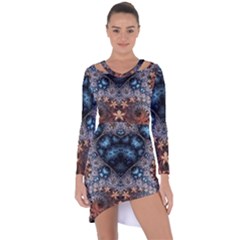 Fractal Asymmetric Cut-out Shift Dress by Sparkle