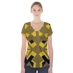 Abstract Pattern Geometric Backgrounds   Short Sleeve Front Detail Top by Eskimos