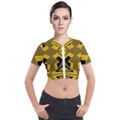 Abstract Pattern Geometric Backgrounds   Short Sleeve Cropped Jacket by Eskimos