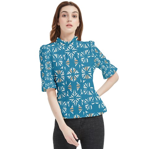 Abstract Pattern Geometric Backgrounds   Frill Neck Blouse by Eskimos