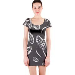 Folk Flowers Print Floral Pattern Ethnic Art Short Sleeve Bodycon Dress by Eskimos