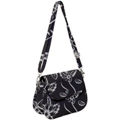 Folk Flowers Print Floral Pattern Ethnic Art Saddle Handbag by Eskimos