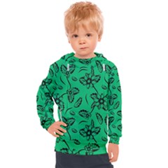 Folk Flowers Print Floral Pattern Ethnic Art Kids  Hooded Pullover by Eskimos