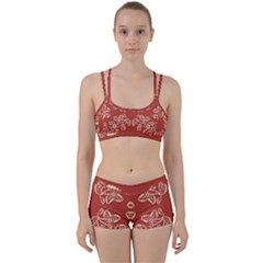 Floral Folk Damask Pattern Fantasy Flowers Floral Geometric Fantasy Perfect Fit Gym Set by Eskimos