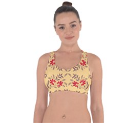 Floral Folk Damask Pattern Fantasy Flowers Floral Geometric Fantasy Cross String Back Sports Bra by Eskimos